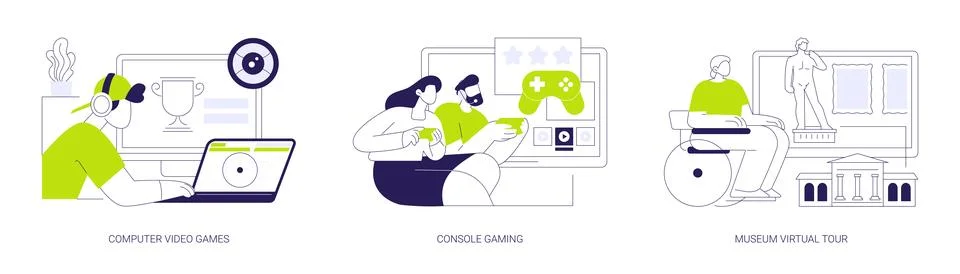 Non-immersive virtual reality isolated cartoon vector illustrations se Stock Illustration