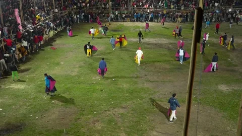 Non lethal bull tradition. Corrida de toros populares de Pillaro Ecuador.mov Video stock 335699984