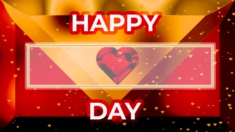 Non-Looping Golden and Red Hearts Happy Day Greeting Template Video Stock Footage 345031577