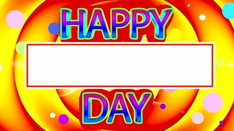 Non-Looping Happy Day Greeting Card Template with Sunburst Background Video 스톡 동영상 344743901
