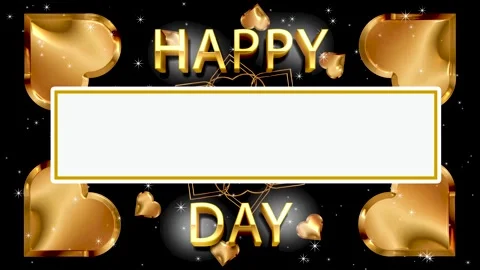 Non-Looping Happy Day Greeting Card Template with Golden Hearts Video 스톡 동영상 344792178