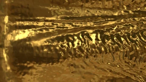 Non-Looping Liquid Gold Flow Across Surface in Rich Reflective Motion Repre.. Stock Footage 304985795
