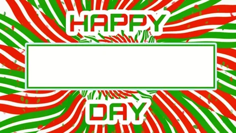 Non-Looping Red and Green Swirls Happy Day Greeting Template Video Vídeo Stock 344959107