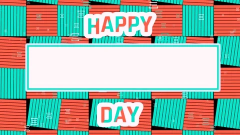 Non-Looping Teal and Coral Geometric Pattern Happy Day Greeting Template Vide Video stock 344959131