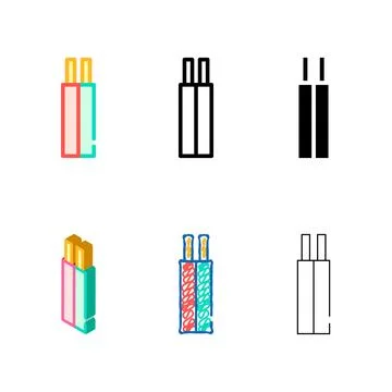 Non metallic sheathed wire cable color icon pack vector Stock Illustration