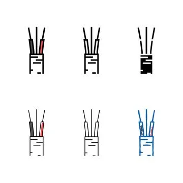 Non metallic sheathed wire cable color icon multipack vector Stock-Illustration