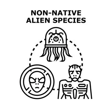 Non native alien species concept vector illustration Ilustración de archivo