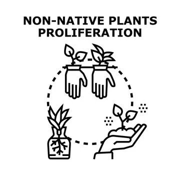 Non native plants proliferation concept vector illustration Stock Illustration