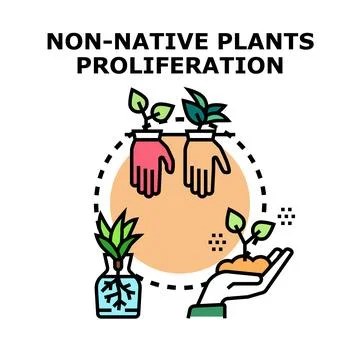 Non native plants proliferation concept vector illustration Stock Illustration