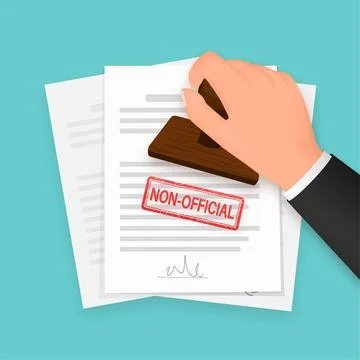 Non- official red stamp on document background. Red pattern. Isolated vector 스톡 일러스트