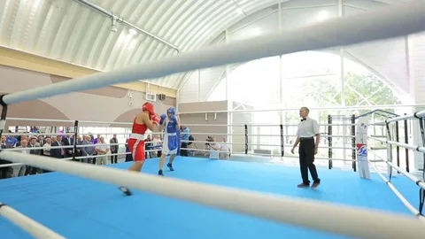 Non professional boxing match Stock Footage 72294858