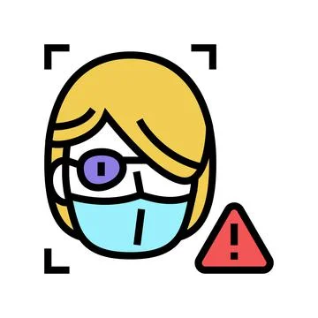 Non-recognition face id because of eye patch and facial mask color icon vector Illustrazione stock