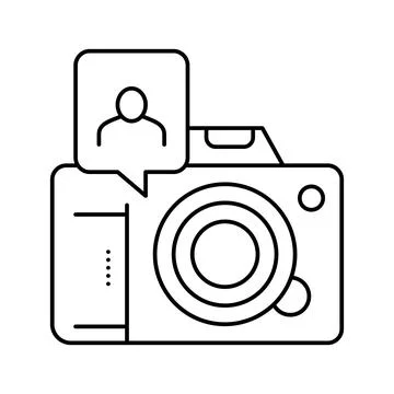 Non-recognition face id because of eye patch and facial mask line icon vector Illustrazione stock