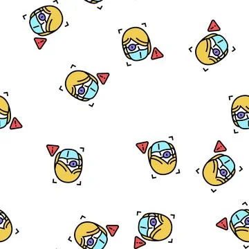 Non-recognition face id because of eye patch and facial mask vector seamless  Illustrazione stock