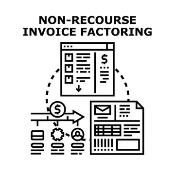 Non recourse invoice factoring process with financial documents Ilustração Stock