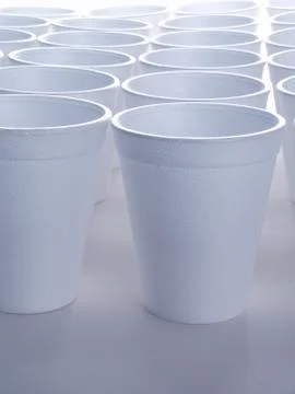 Non recyclable foam cups Stock Photos