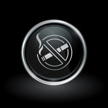 Non smoking icon inside round silver and black emblem Stock Illustration