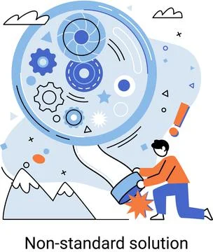 Non standart solution metaphor. Finding decisionss, problem solving. Teamwork Stock Illustration