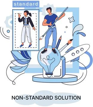 Non standart solution metaphor. Finding decisionss, problem solving. Teamwork Stock Illustration