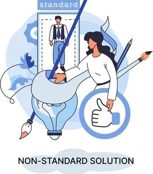 Non standart solution metaphor. Finding decisionss, problem solving. Teamwork Illustrazione stock
