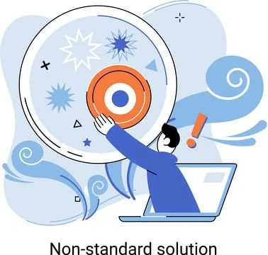 Non standart solution metaphor. Finding decisionss, problem solving. Teamwork Stock Illustration