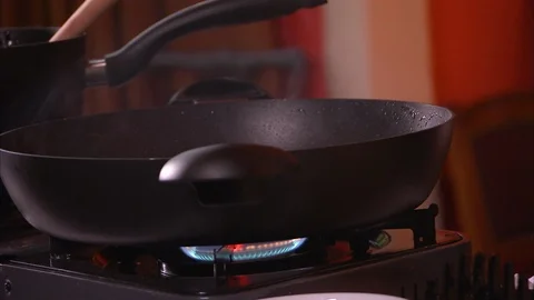 Non stick black pans Stock Footage 87766626