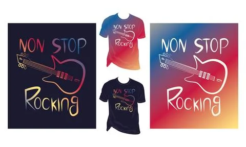 Non Stop Rocking Hand Draw Gutter Typography Logotype T Shirt Design Illustrazione stock