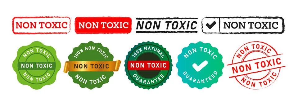 Non toxic rectangle circle stamp seal badge labels ticker sign for natural Stock Illustration