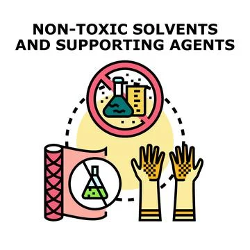 Non toxic solvents and supporting agents concept Stock Illustration