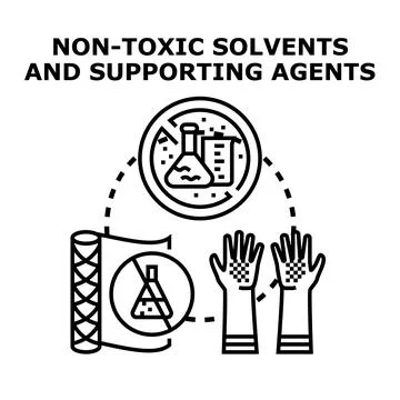 Non toxic solvents and supporting agents concept Stock Illustration