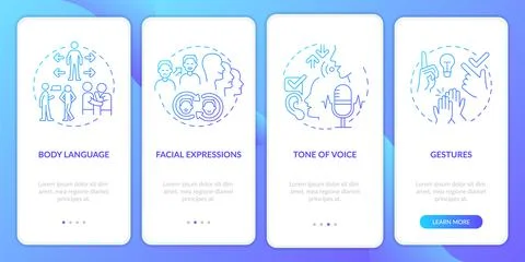 Non-verbal communication elements gradient onboarding mobile app screen 스톡 일러스트