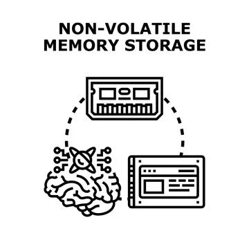 Non volatile memory storage data concepts illustrating computing 库存插图