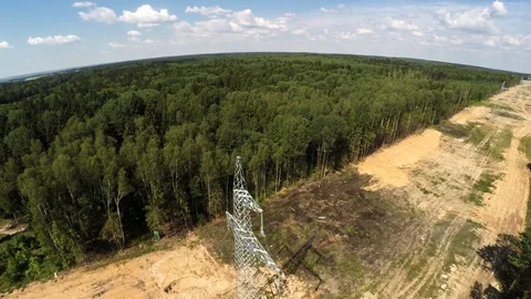Non-volatility. Nuclear power. High-voltage towers. 109 Stock-Footage 93367677