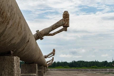 A non-working rusty old cooling system for a thermal power plant Stock Photos