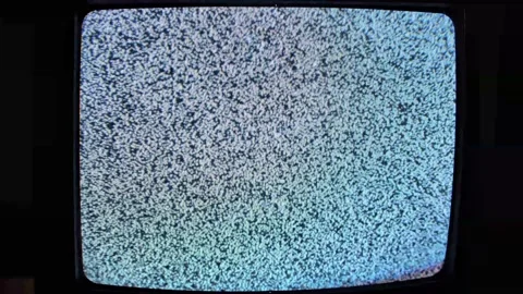 Non-working TV with noise on the screen Video stock 219772125