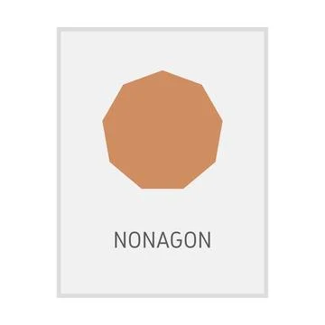 Nonagon geometric shape flash card element symbol for preschool education Stock Illustration