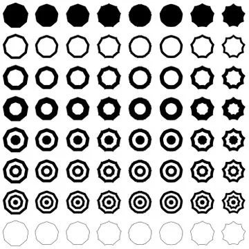 Nonagon shape set Stock Illustration