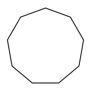 Nonagon shape symbol vector icon outline stroke for creative graphic design ui Stock Illustration