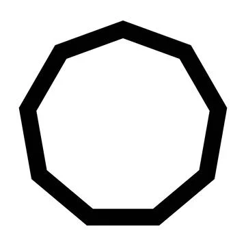 Nonagon shape symbol vector icon outline stroke for creative graphic design Stockillustratie