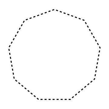 Nonagon symbol dashed shape vector icon for creative graphic design ui element Stock Illustration