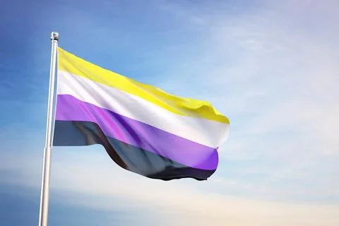 Nonbinary flag on background of sky Stock Illustration