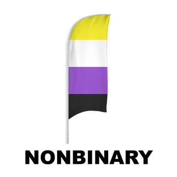 Nonbinary Pride Curved Vertical Flag Vector - Symbol of Gender Diversity Illustrazione stock