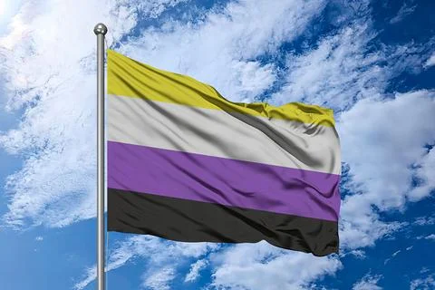 Nonbinary Pride Flag – Clean Image of the Gender-Inclusive Community Banner Stock Illustration
