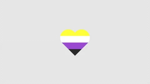 Nonbinary Pride Heart Pulse Sticker for Pride Month Stock Footage 306594004