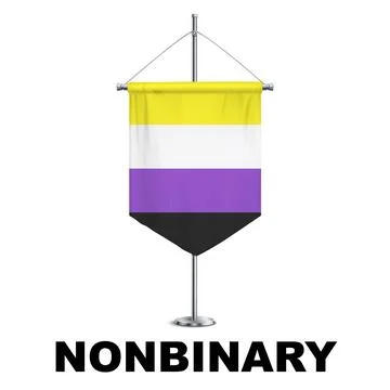 Nonbinary Pride Medieval Vertical Flag Vector - Symbol of Gender Diversity Illustrazione stock