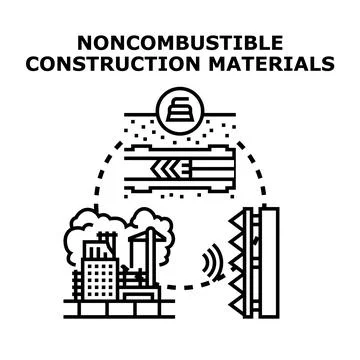 Noncombustible construction materials are essential for building safety, redu Illustrazione stock