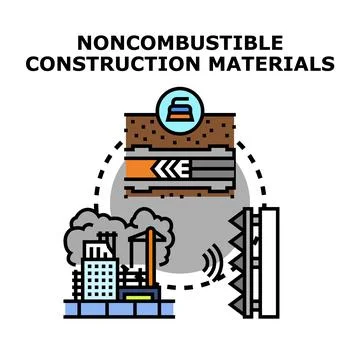 Noncombustible construction materials ensuring building safety and fire pro.. Stock Illustration