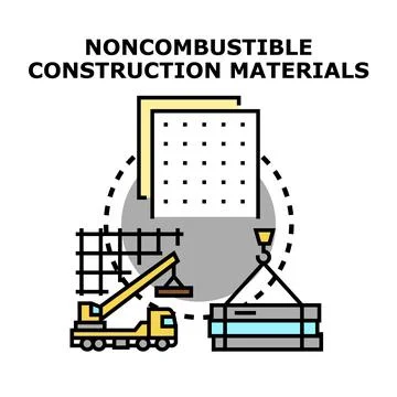 Noncombustible construction materials vector illustration concept Stock Illustration