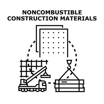 Noncombustible construction materials vector illustration concept Stock Illustration