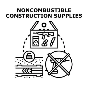 Noncombustible construction supplies concept vector illustration Illustrazione stock